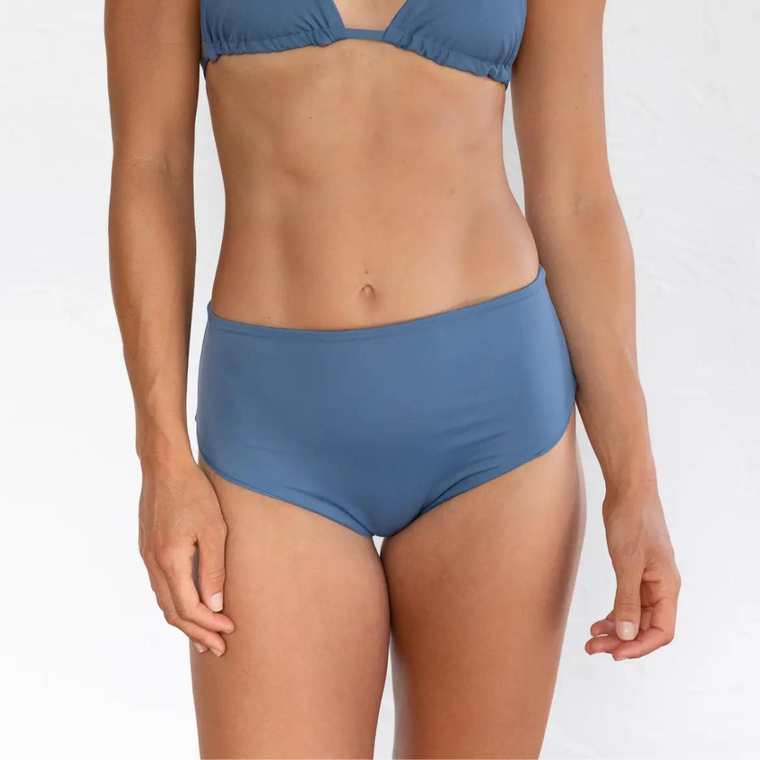 Saturday Swim High Waist Bikini Bottom- Rain