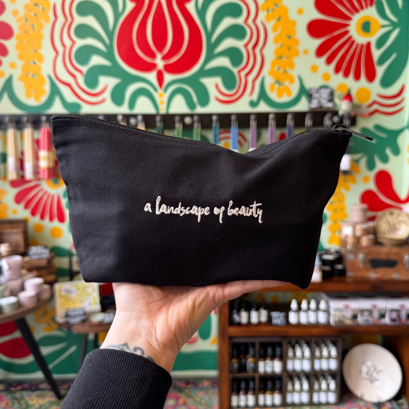 Organic Canvas Zippered Pouch - Black