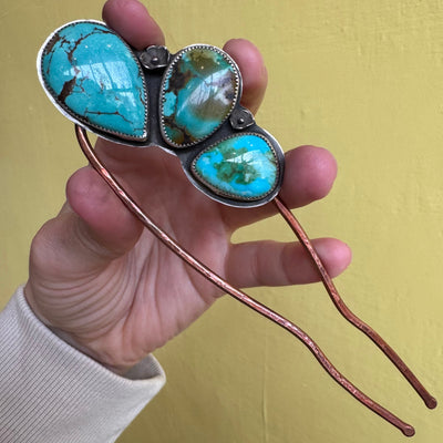 Turquoise Hair Pin by Stoned Spirit Silver