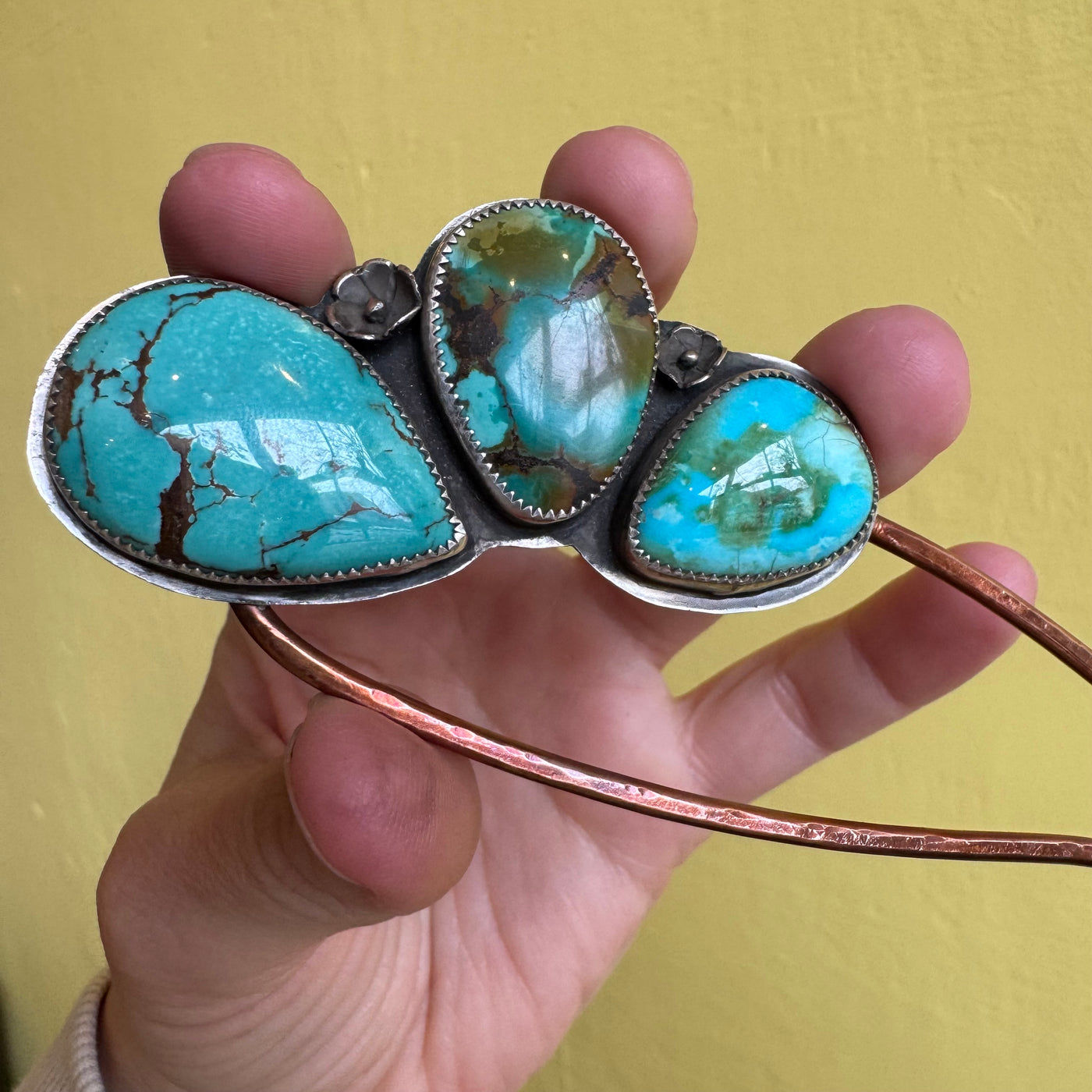 Turquoise Hair Pin by Stoned Spirit Silver